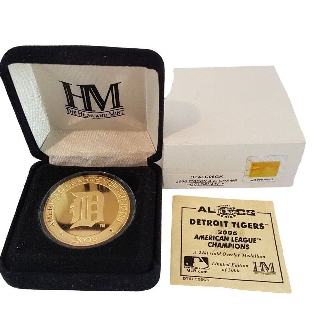 Vintage 2006 Detroit Tigers ALC Champ Coin MLB Mint 24ct Gold Overlay Medallion